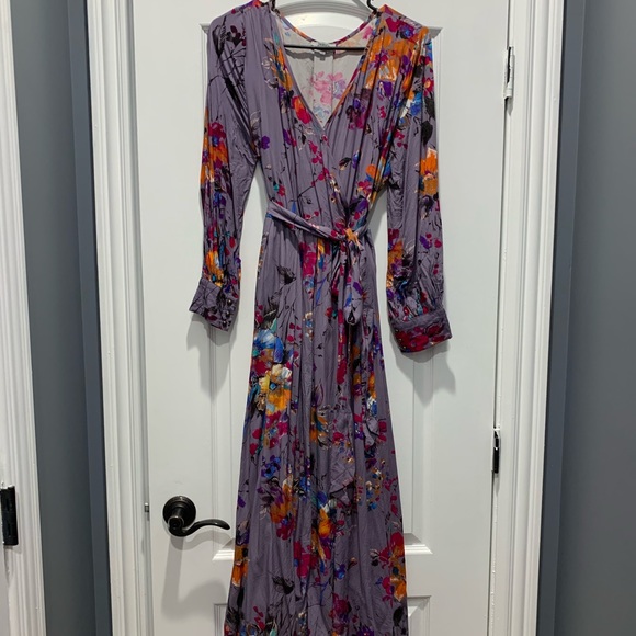 Size M purple/grey floral maxi dress. - Picture 2 of 3
